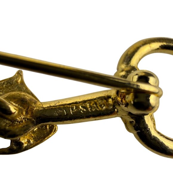 Vintage Gold Tone Horse Motif Equestrian Brooch Pin Various Metal Jewelry - Picture 3 of 4